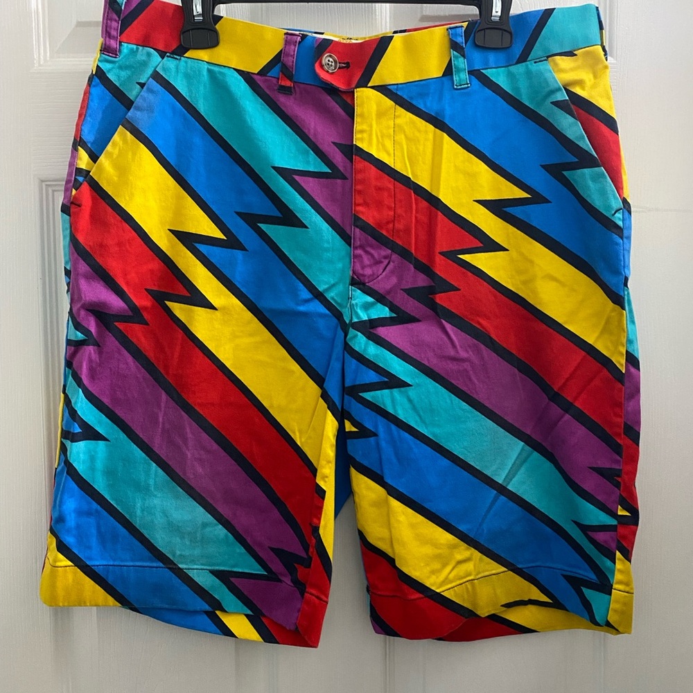 LoudMouth, Colorful Zigzag Patterned Golf Shorts, size 36